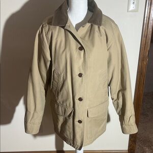 L.L. Bean Tan Utility Jacket with Brown Collar